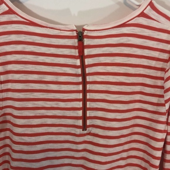 J Crew Factory Orange and white long sleeve top - Picture 3 of 3
